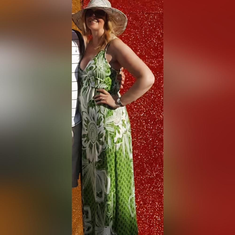 Old Navy Green and White  Dress